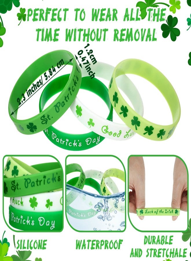 مجموعة سيمجوينج من 200 قطعة من أساور المعصم المطاطية بنقشة نبات النفل الأخضر، إكسسوارات وإكسسوارات لحفلات عيد القديس باتريك، تتضمن 4 أنماط مختلفة. - Image 3